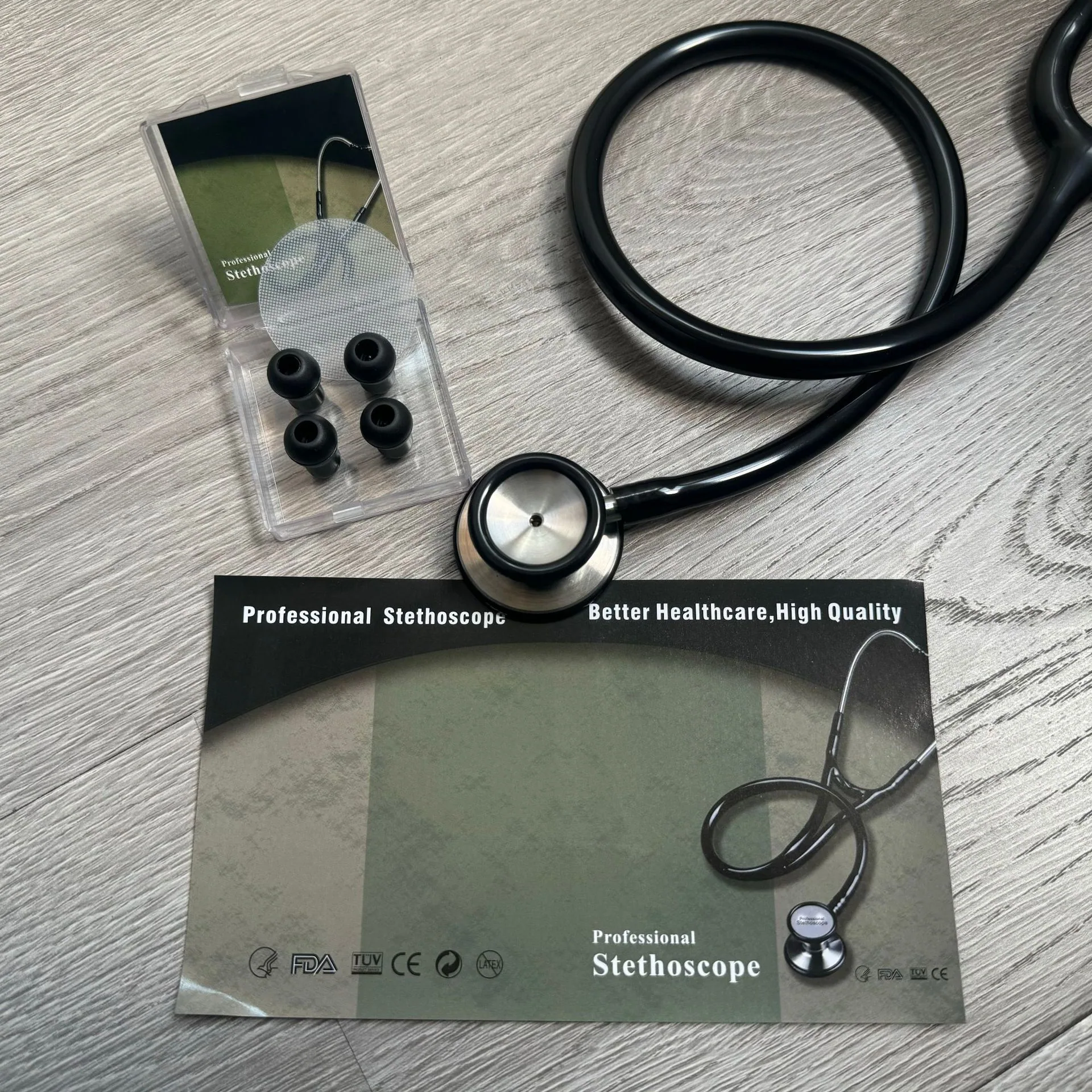 KT-120 Stainless Steel Stethoscope Double Sided Stethoscope Silver Ear Head Ear Hook Adult Medical Stethoscope 3