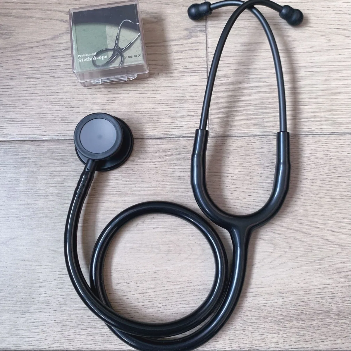 KT-160B Foreign Trade Export All Black Stainless Steel Stethoscope Double Sided Stethoscope Black Ear Head Ear Hook Stethoscope 6