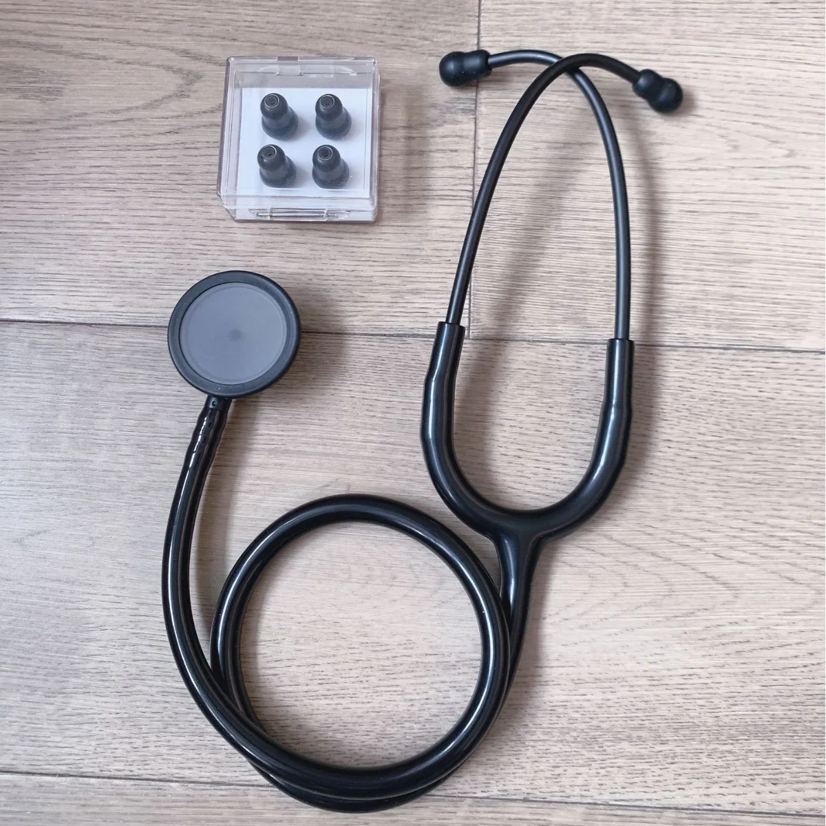 KT-160B Foreign Trade Export All Black Stainless Steel Stethoscope Double Sided Stethoscope Black Ear Head Ear Hook Stethoscope 5