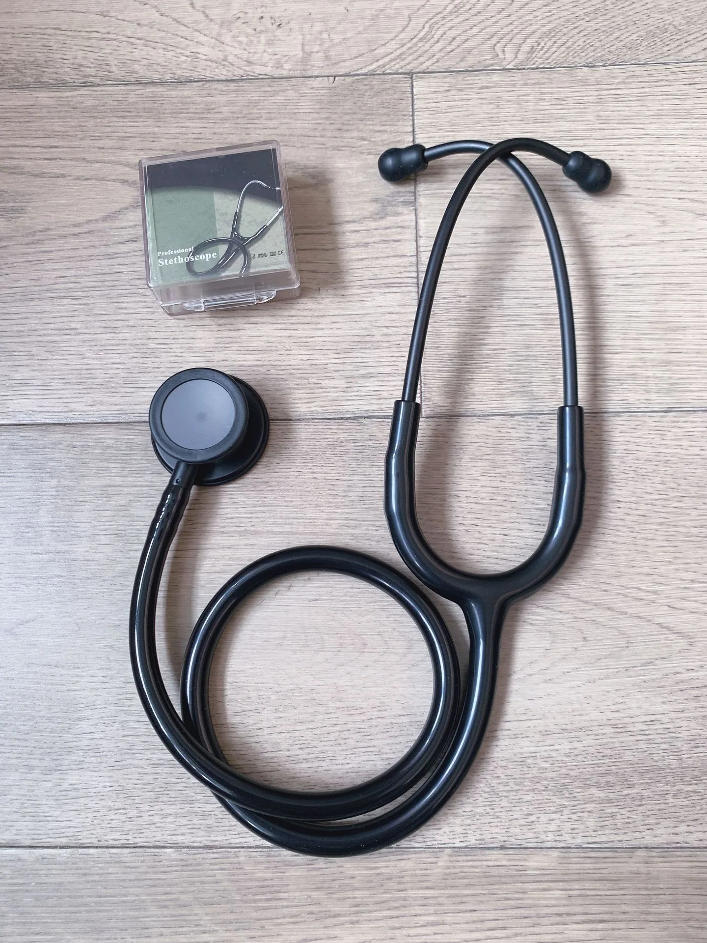 KT-160B Foreign Trade Export All Black Stainless Steel Stethoscope Double Sided Stethoscope Black Ear Head Ear Hook Stethoscope 9