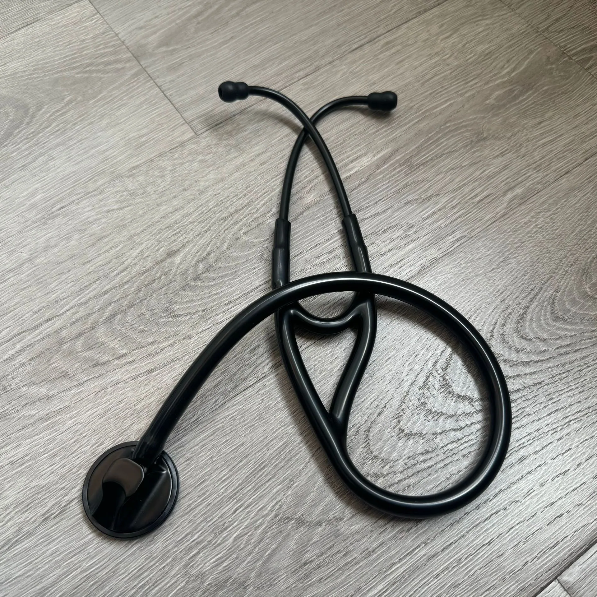 KT-118B foreign trade cross-border zinc alloy all-black stethoscope single-sided adult stethoscope silver ear hook 4