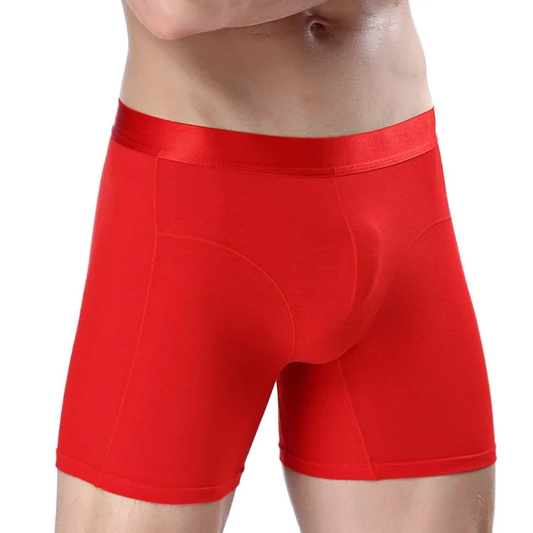 Men's sports extended cotton boxer briefs, running anti-wear leg five-point pants, square shape, business solid color underwear 5