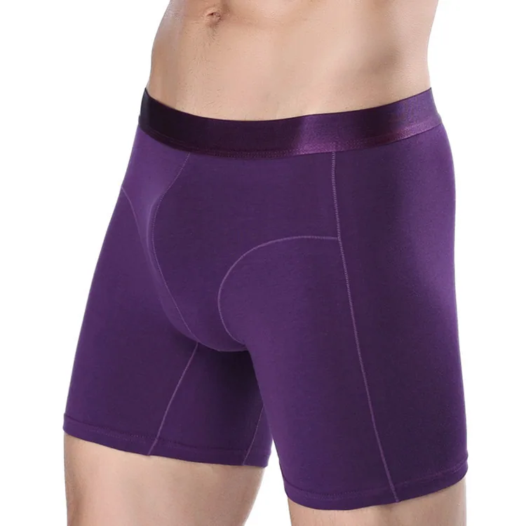 Men's sports extended cotton boxer briefs, running anti-wear leg five-point pants, square shape, business solid color underwear 4