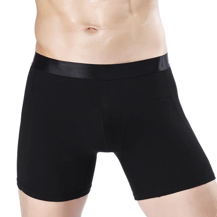 Men's sports extended cotton boxer briefs, running anti-wear leg five-point pants, square shape, business solid color underwear 3