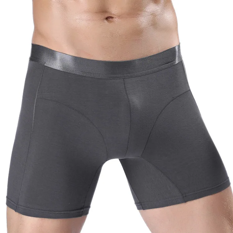 Men's sports extended cotton boxer briefs, running anti-wear leg five-point pants, square shape, business solid color underwear