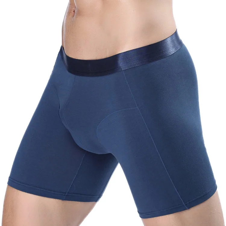Men's sports extended cotton boxer briefs, running anti-wear leg five-point pants, square shape, business solid color underwear 2
