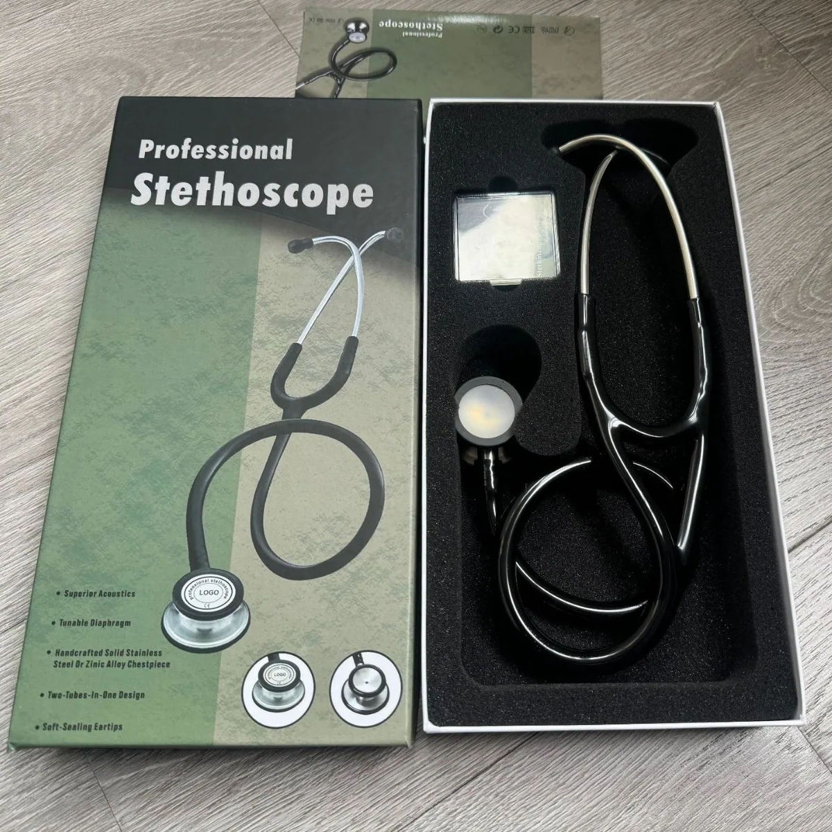 KT-170A foreign trade export fourth-generation stainless steel stethoscope double head double diaphragm stethoscope silver ear h 3