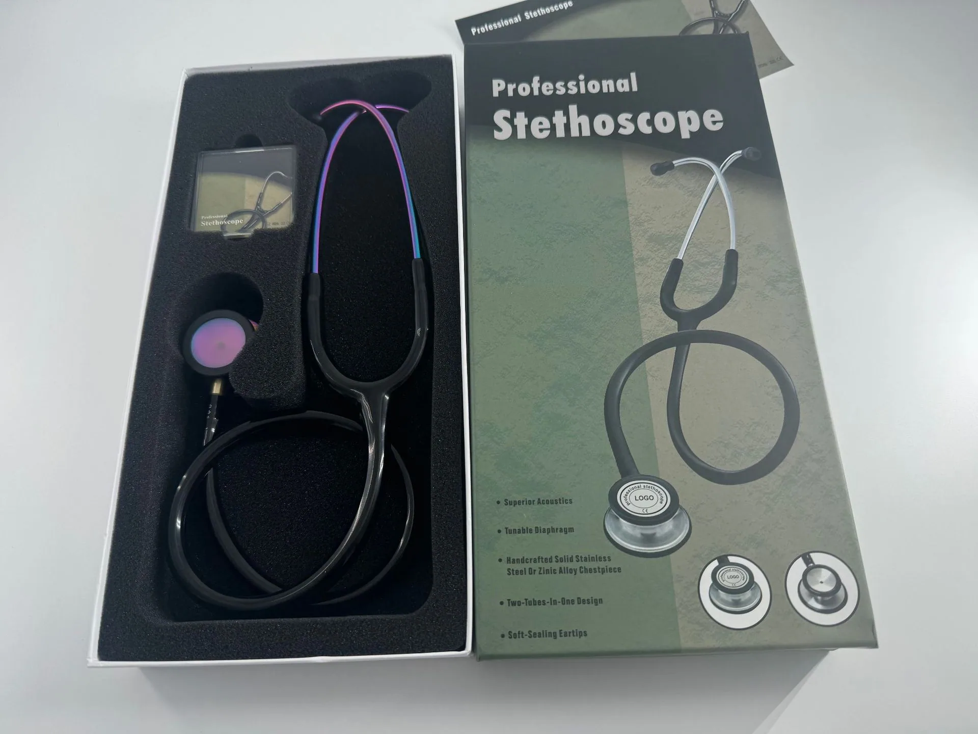KT-160C foreign trade export stainless steel stethoscope double-head integrated diaphragm stethoscope color ear ear hanging list 11
