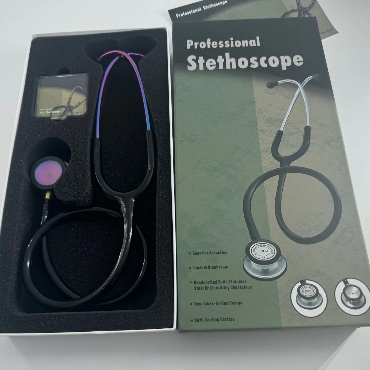 KT-160C foreign trade export stainless steel stethoscope double-head integrated diaphragm stethoscope color ear ear hanging list 5