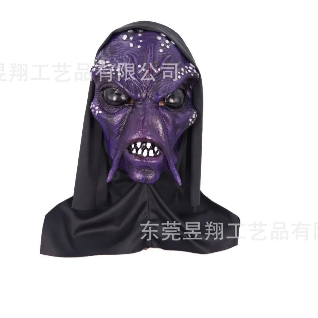 Alien mask latex headgear Halloween UFO horror mask green headgear cross-border new product 14
