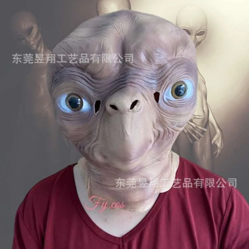 Alien mask latex headgear Halloween UFO horror mask green headgear cross-border new product 3