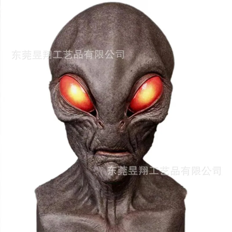 Alien mask latex headgear Halloween UFO horror mask green headgear cross-border new product 8