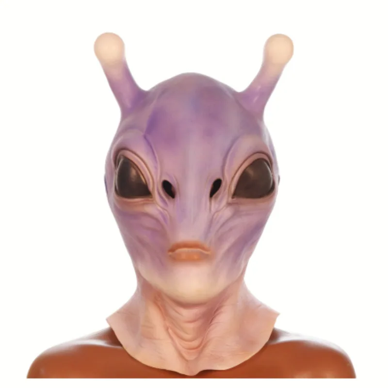 Alien mask latex headgear Halloween UFO horror mask green headgear cross-border new product 2