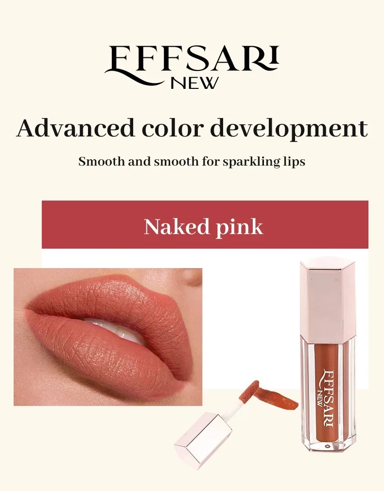 EFFSARI cross-border moisturizing lip gloss white square tube velvet finish close-up detail