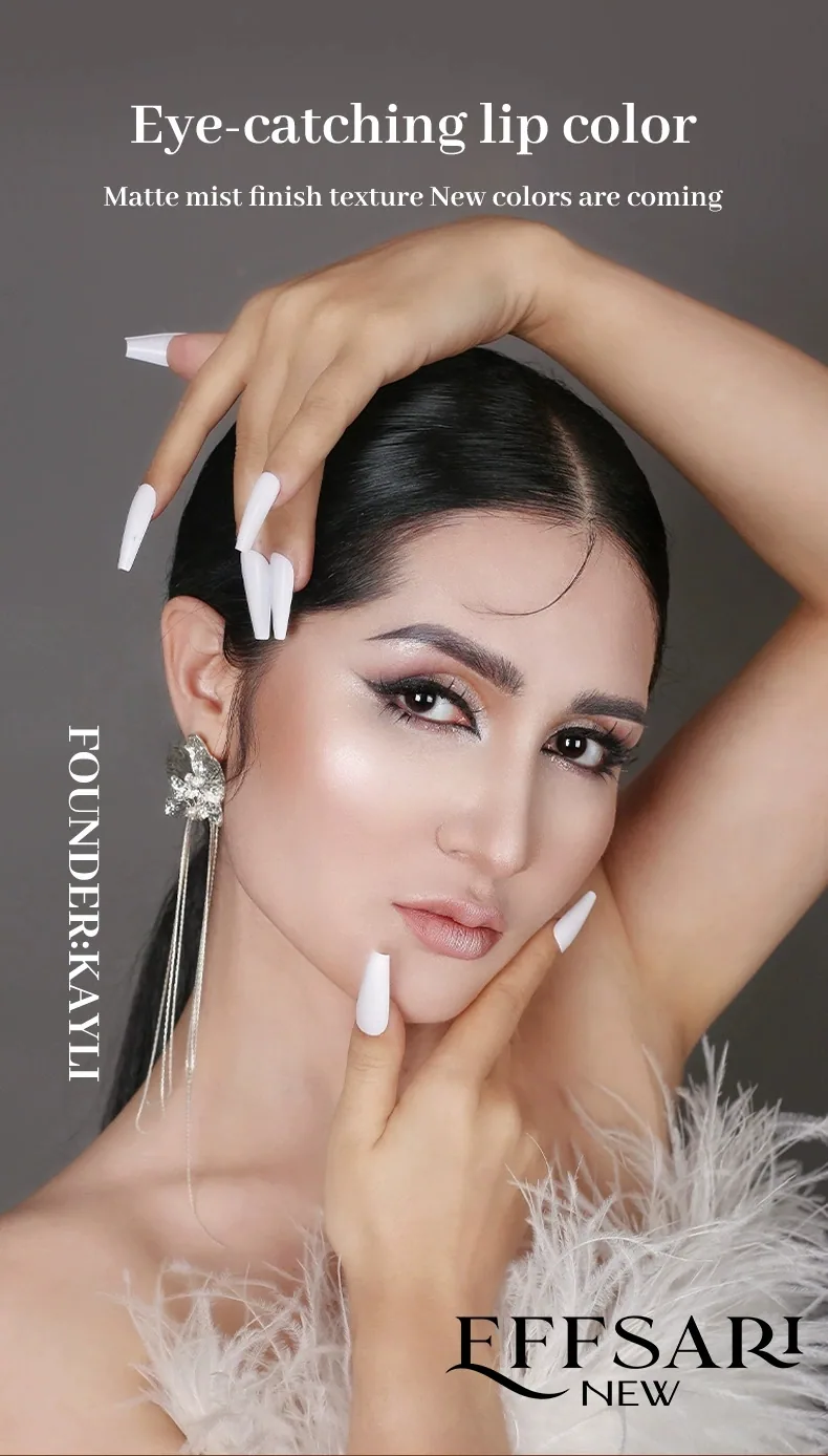 EFFSARI cross-border lip gloss white square tube size dimensions label for wholesale pcs