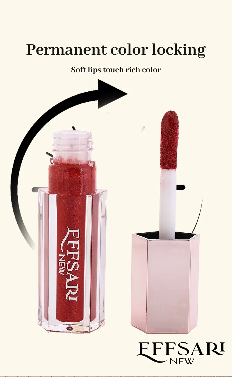 EFFSARI cross-border moisturizing lip gloss white square tube multi-color options velvet collection