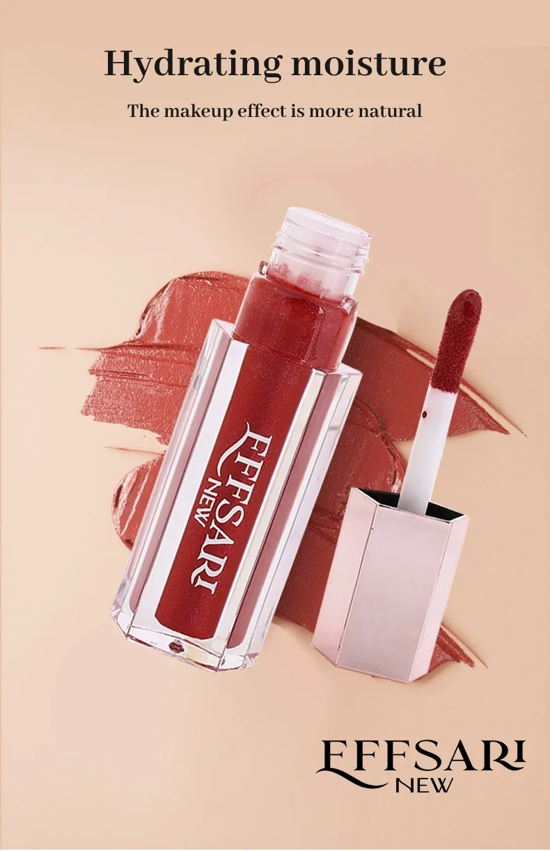 EFFSARI cross-border moisturizing lip gloss white square tube size dimensions labeled