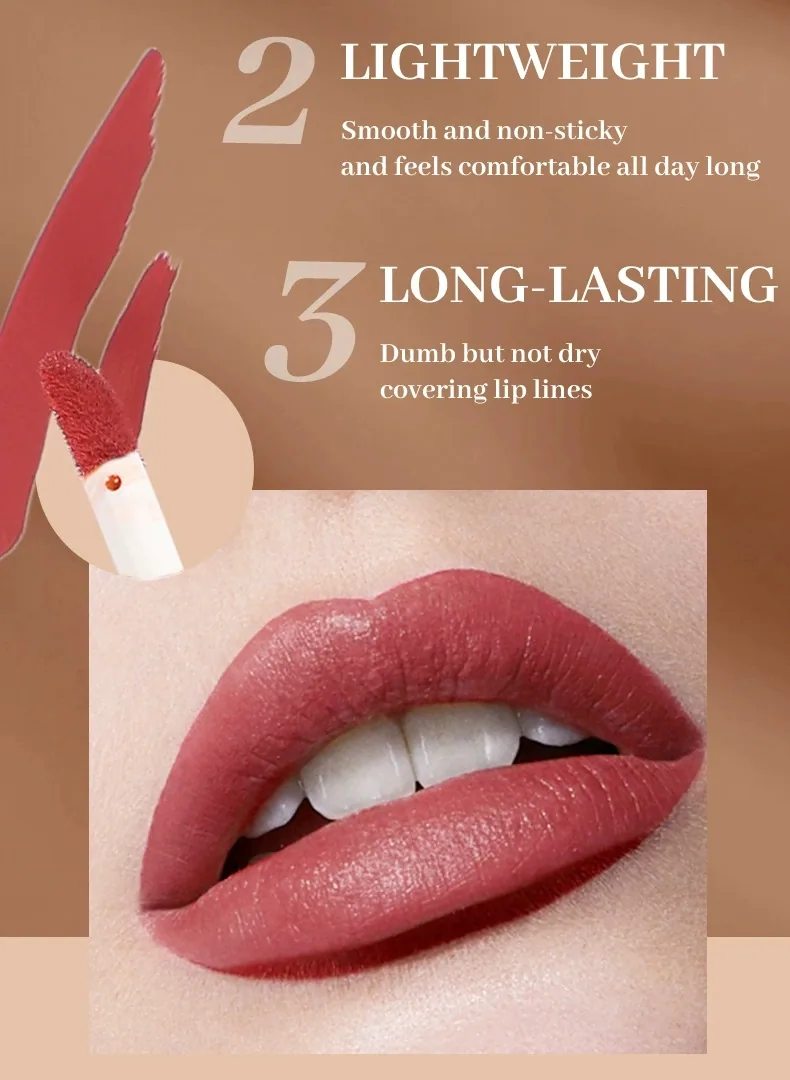 EFFSARI moisturizing velvet lip gloss white square tube color options wholesale display