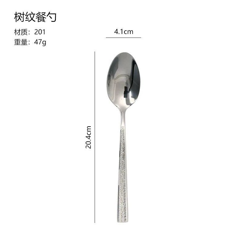 stainless steel dinner spoon creative rainbow stone pattern square handle soup spoon household pointed dinner spoon hotel multi 4