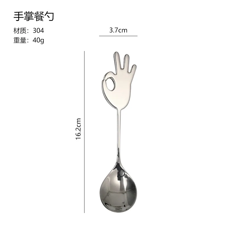 304 stainless steel dining spoon with feet creative kids cartoon small soup spoon foot palm spoon eating spoon small round spoon 2