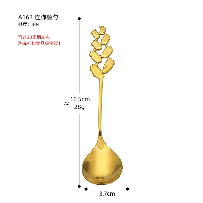 304 stainless steel dining spoon with feet creative kids cartoon small soup spoon foot palm spoon eating spoon small round spoon 5