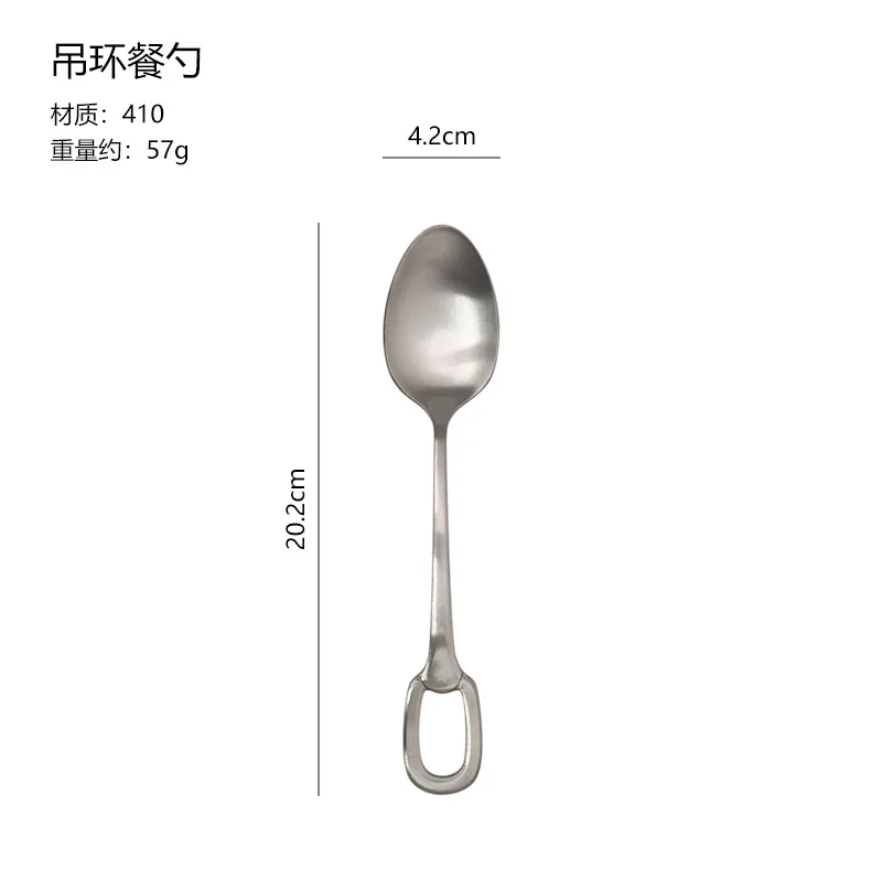 Stainless steel palace embossed dining spoon creative household hanging hole hanging ring eating spoon spoon spoon spoon mostly 3