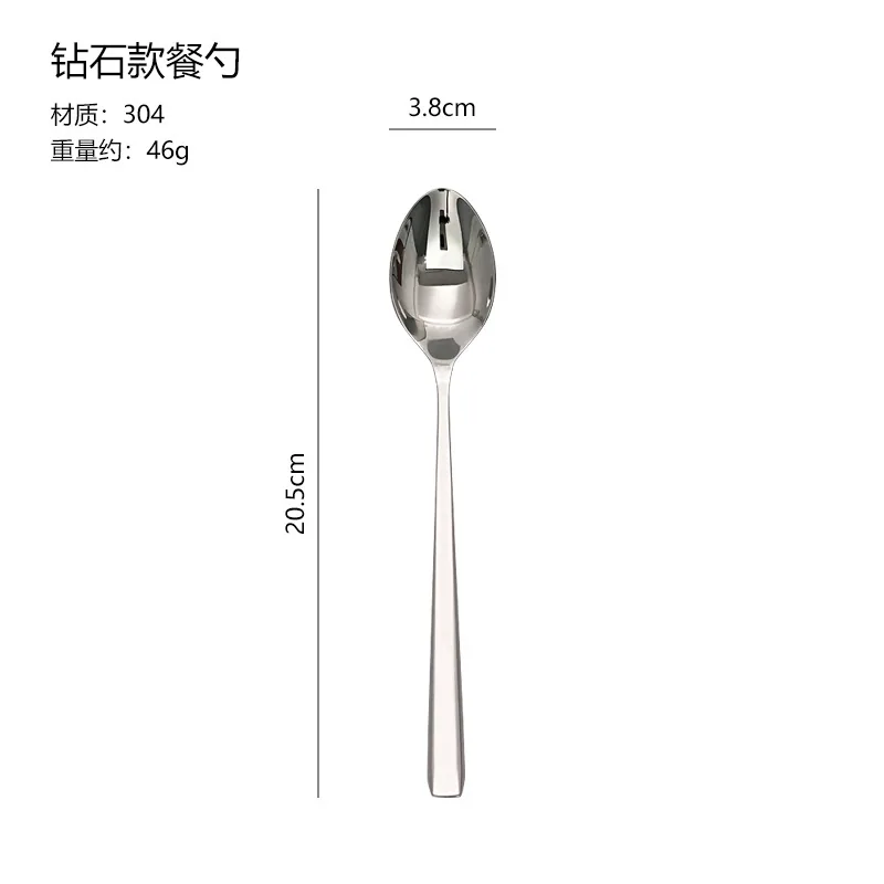 304 stainless steel diamond dinner spoon for home creative square handle eating spoon canteen restaurant tableware spoon drinkin 6