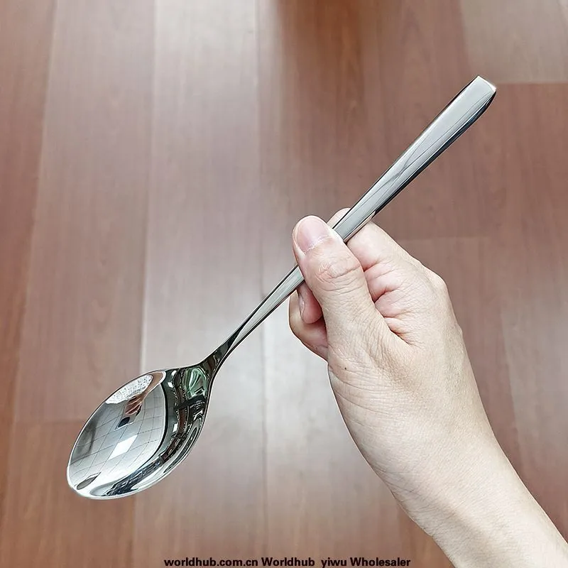 304 stainless steel diamond dinner spoon for home creative square handle eating spoon canteen restaurant tableware spoon drin