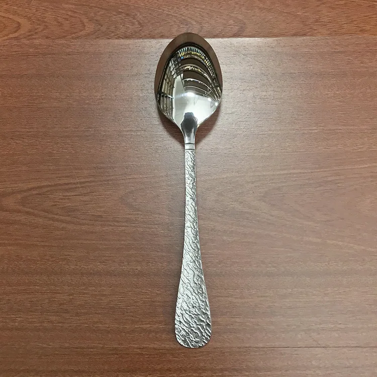 Stainless steel diamond pattern dinner spoon household dining spoon soup spoon tableware spoon mostly uses hotel creative round 10