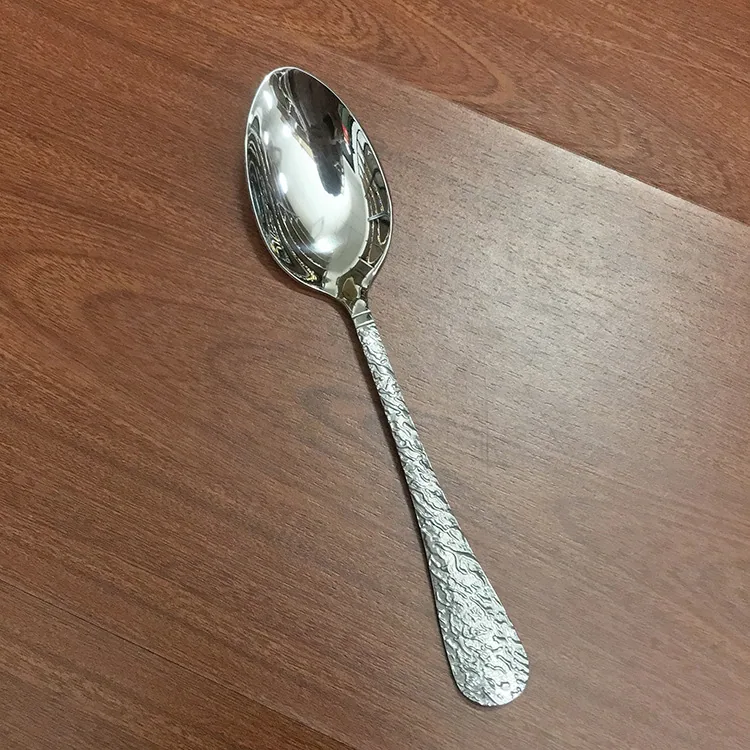 Stainless steel diamond pattern dinner spoon household dining spoon soup spoon tableware spoon mostly uses hotel creative round 15