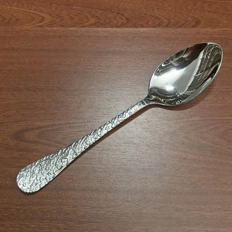Stainless steel diamond pattern dinner spoon household dining spoon soup spoon tableware spoon mostly uses hotel creative round 13