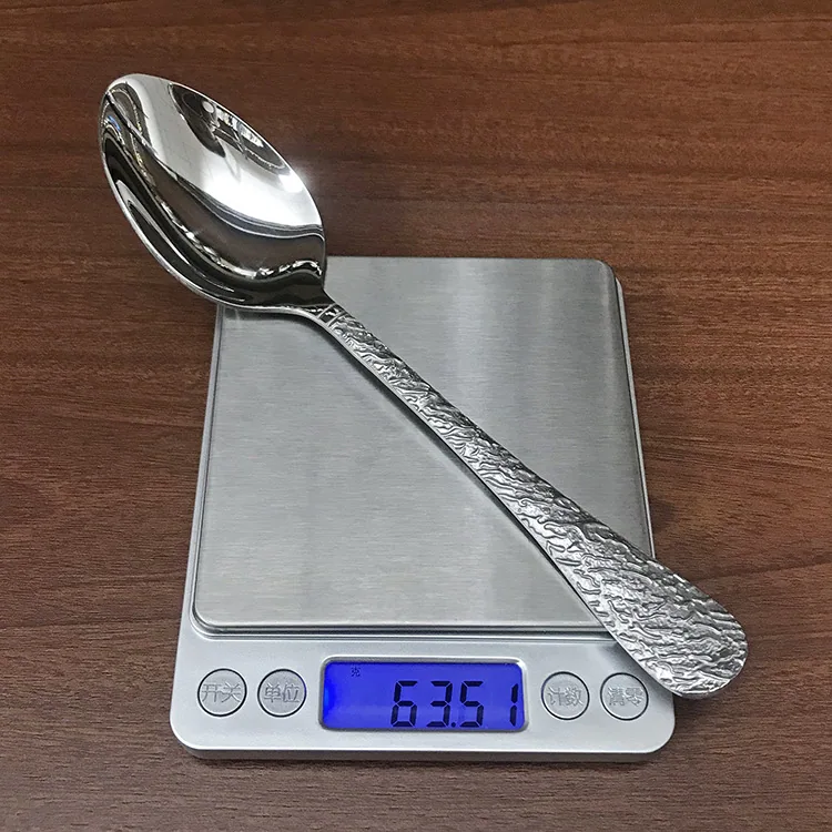 Stainless steel diamond pattern dinner spoon household dining spoon soup spoon tableware spoon mostly uses hotel creative round 17