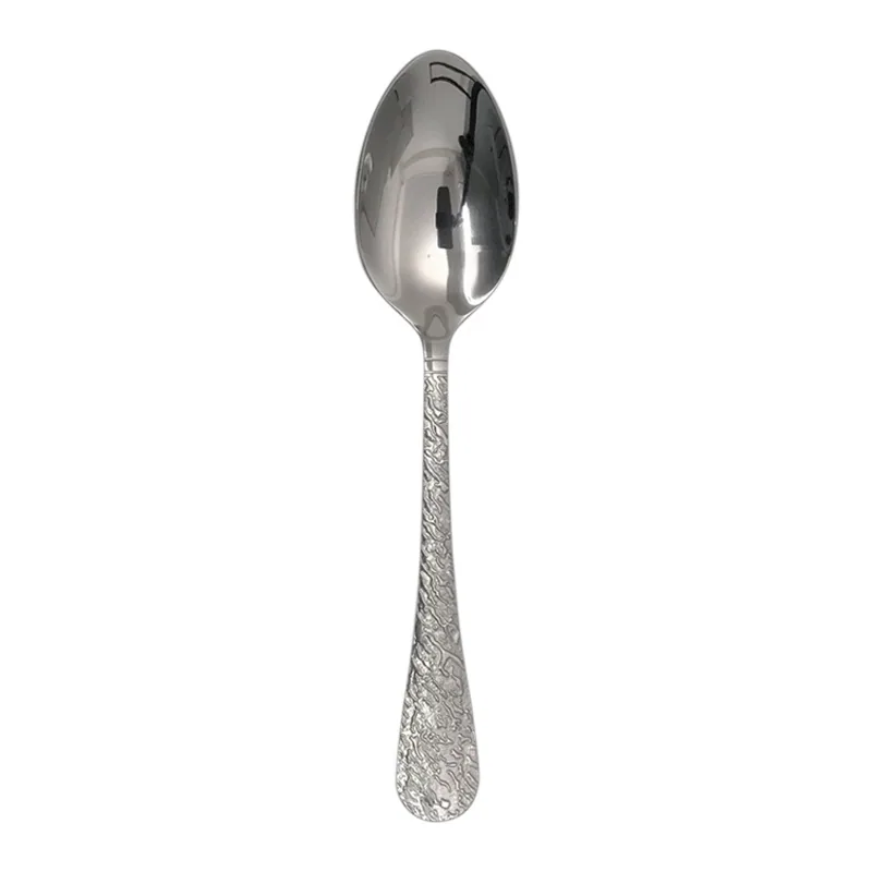 Stainless steel diamond pattern dinner spoon household dining spoon soup spoon tableware spoon mostly uses hotel creative round
