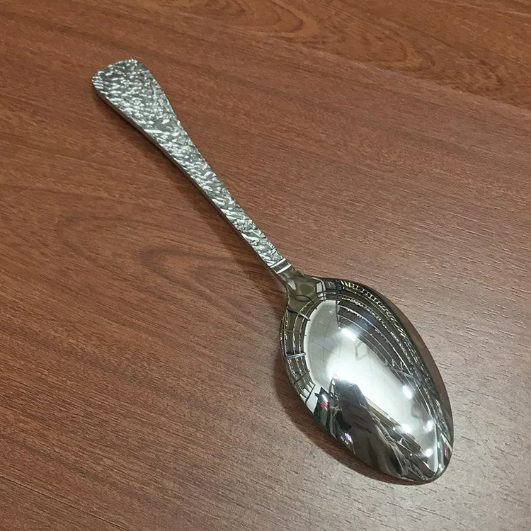 Stainless steel diamond pattern dinner spoon household dining spoon soup spoon tableware spoon mostly uses hotel creative round 14
