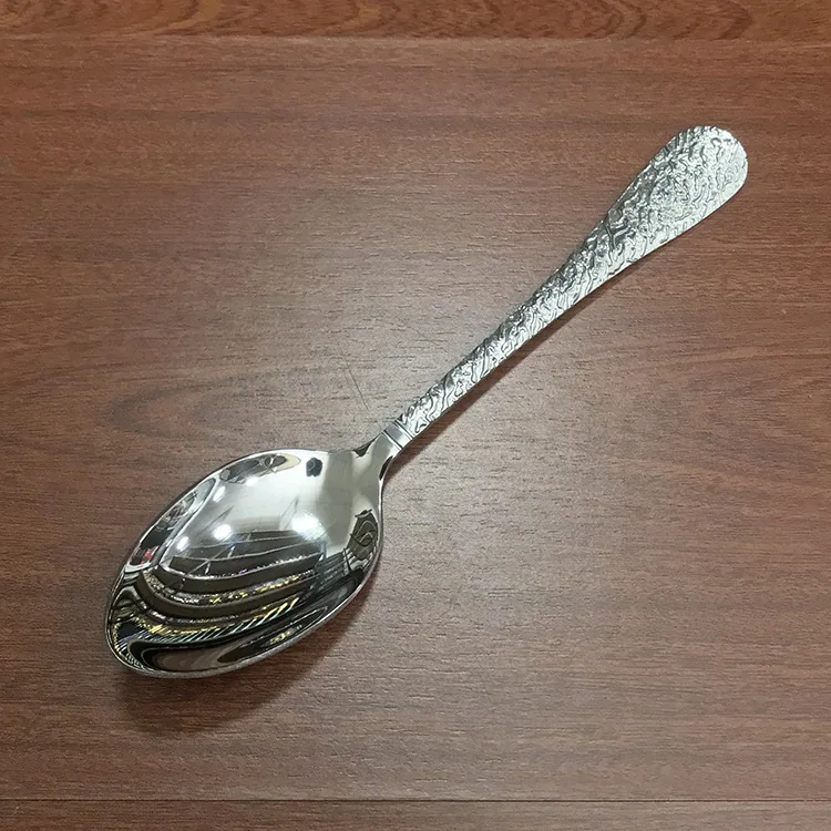 Stainless steel diamond pattern dinner spoon household dining spoon soup spoon tableware spoon mostly uses hotel creative round 16