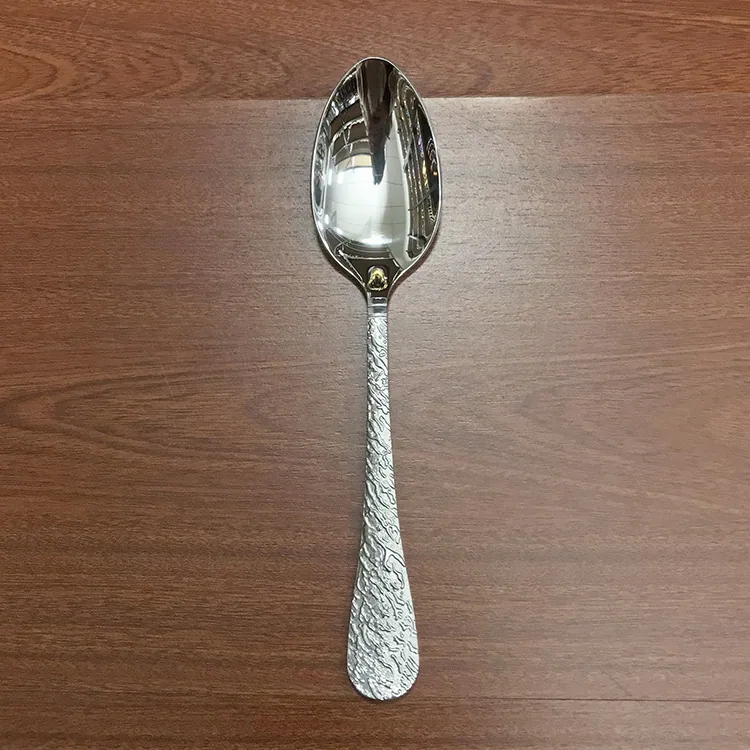 Stainless steel diamond pattern dinner spoon household dining spoon soup spoon tableware spoon mostly uses hotel creative round 9
