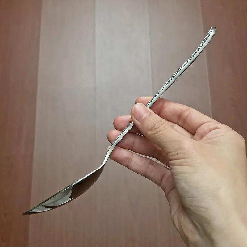 Stainless steel diamond pattern dinner spoon household dining spoon soup spoon tableware spoon mostly uses hotel creative round 4