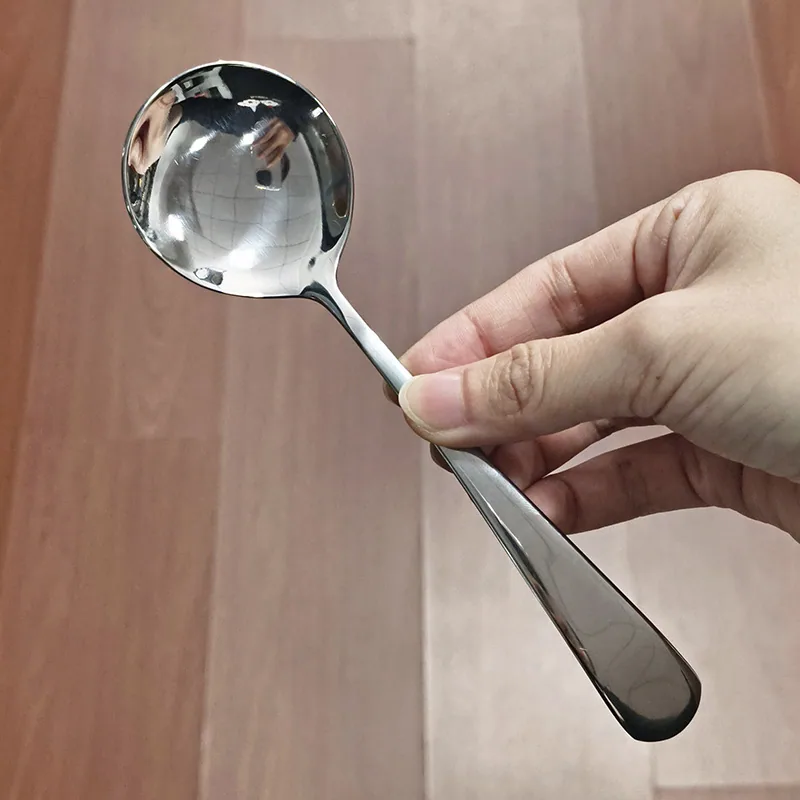 stainless steel round spoon home eating bibimbap spoon drinking spoon creative soup restaurant restaurant tableware spoon round 6