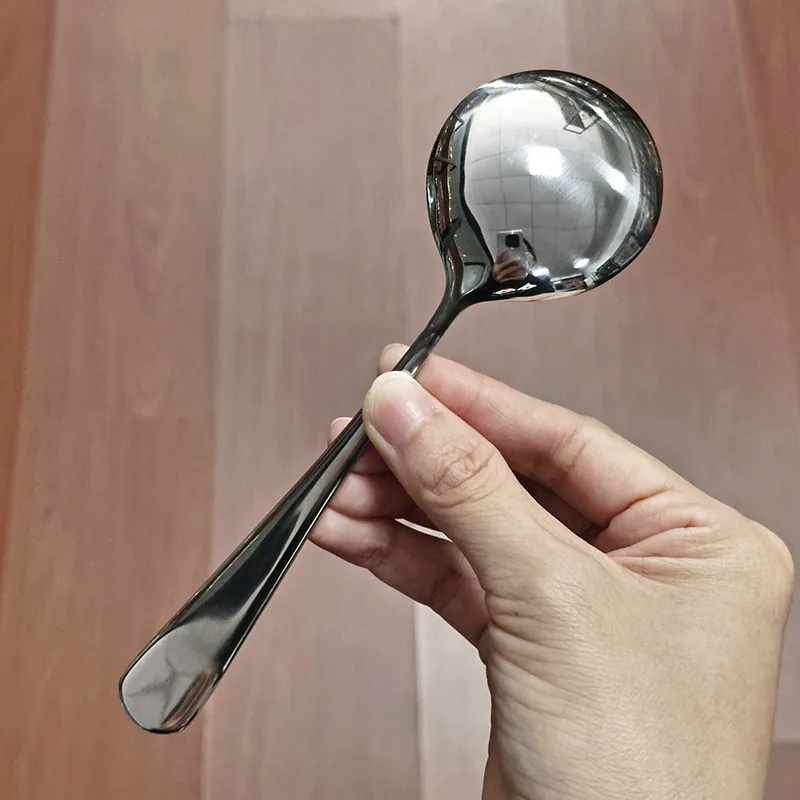 stainless steel round spoon home eating bibimbap spoon drinking spoon creative soup restaurant restaurant tableware spoon round 4