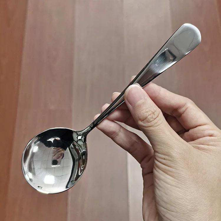 stainless steel round spoon home eating bibimbap spoon drinking spoon creative soup restaurant restaurant tableware spoon round 8