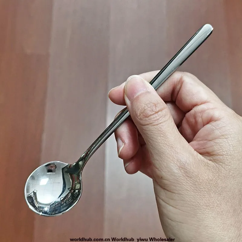 Stainless steel small round spoons are mostly used for spooning spoons, small spoons, restaurant afternoon tea dessert spoons, s 3