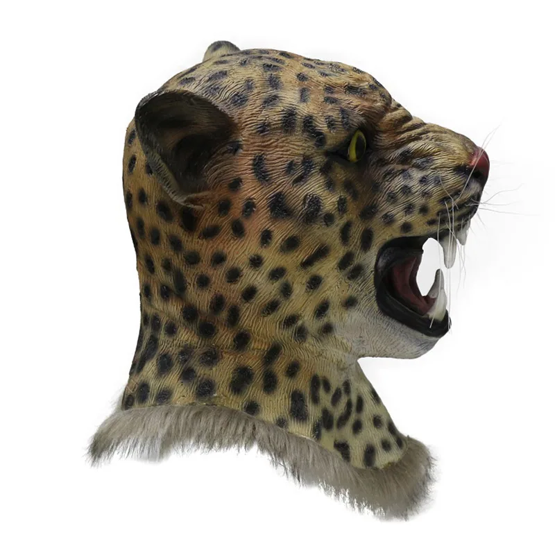 Carnival Party Supplies Halloween Funny Play Realistic Leopard Animal Head Mask Latex Jaguar Mask 9