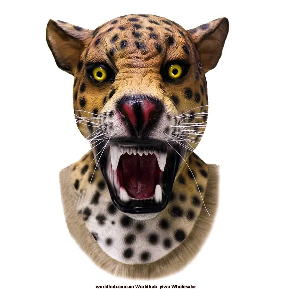 Carnival Party Supplies Halloween Funny Play Realistic Leopard Animal Head Mask Latex Jaguar Mask 2