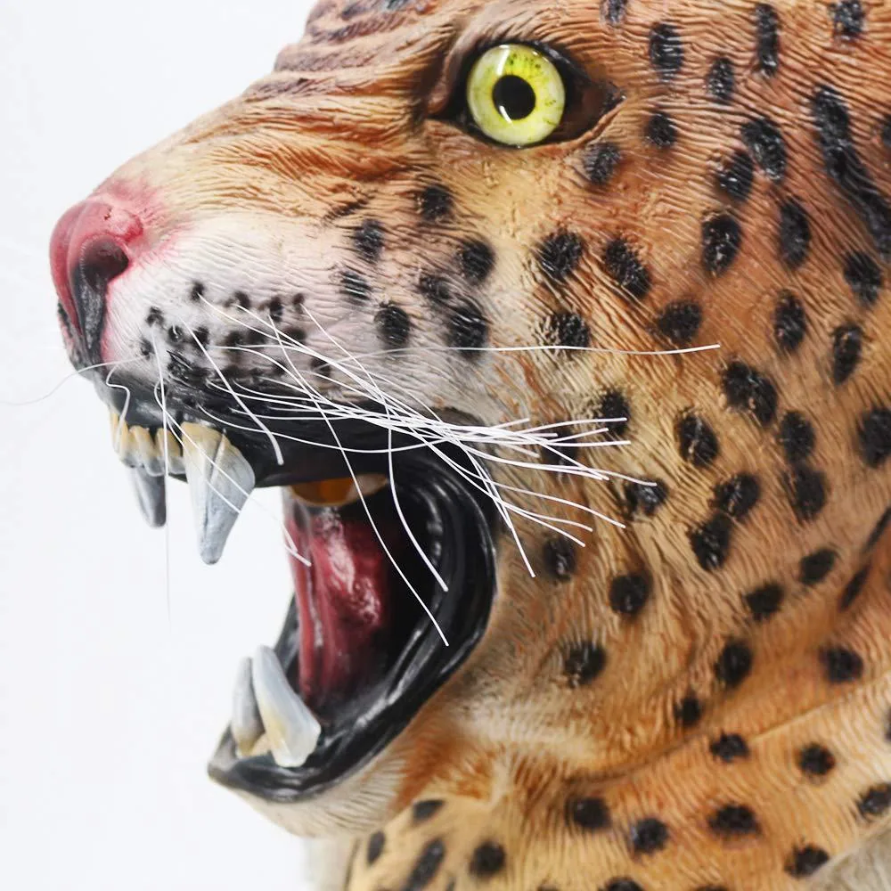Carnival Party Supplies Halloween Funny Play Realistic Leopard Animal Head Mask Latex Jaguar Mask 7