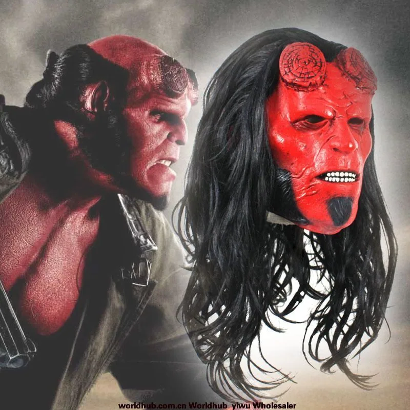 Barons new mask horror latex wig headgear Hellboy peripheral cosplay Halloween props