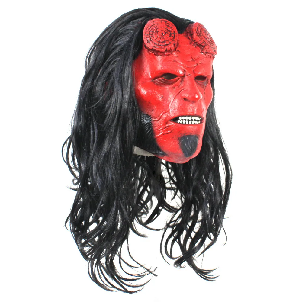 Barons new mask horror latex wig headgear Hellboy peripheral cosplay Halloween props 4