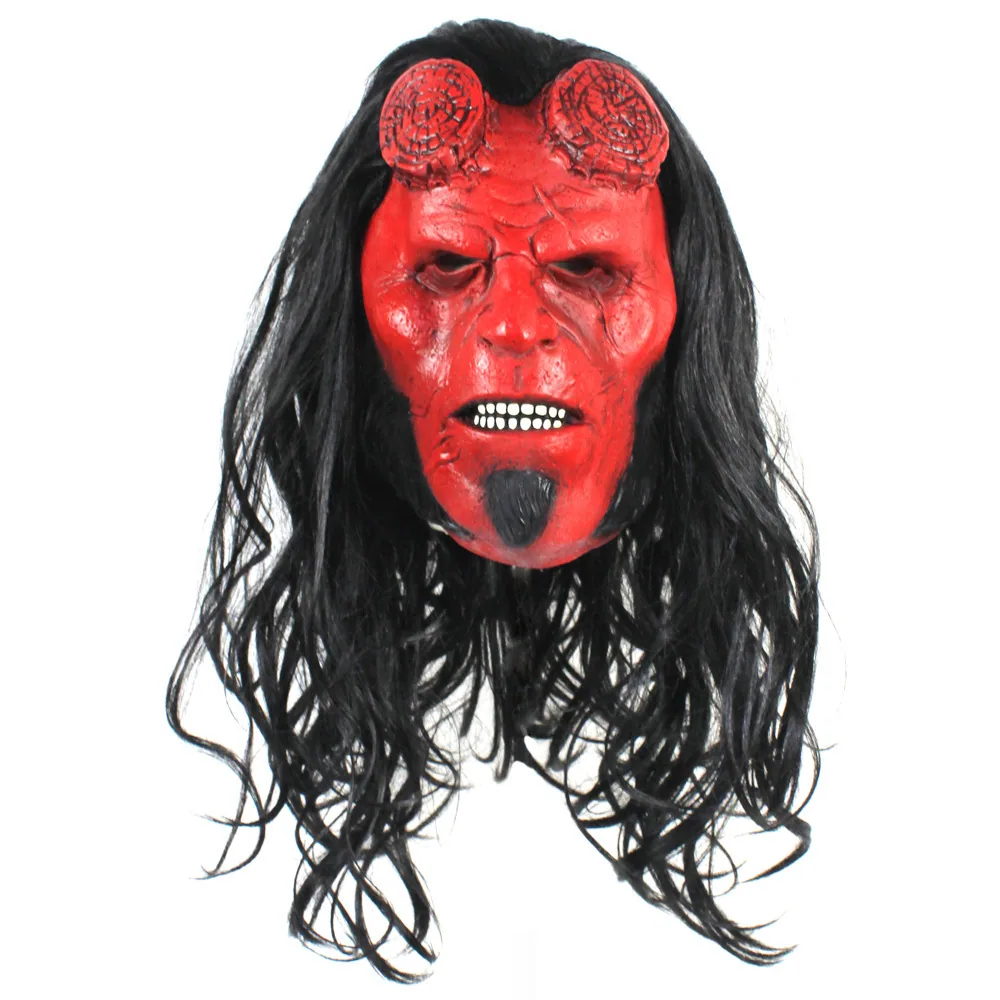Barons new mask horror latex wig headgear Hellboy peripheral cosplay Halloween props 3