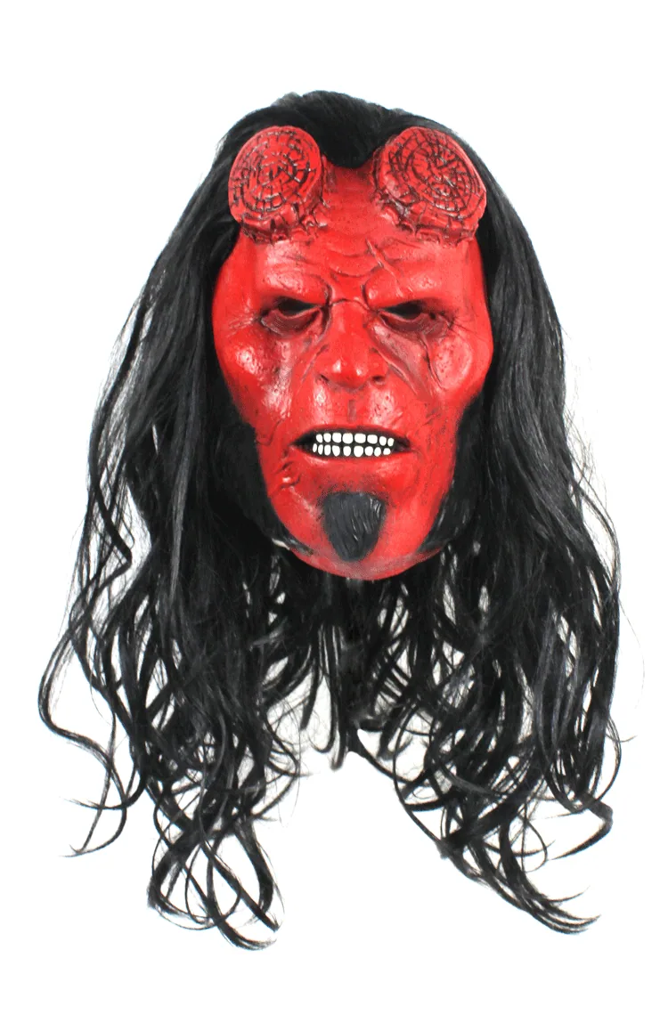 Barons new mask horror latex wig headgear Hellboy peripheral cosplay Halloween props 6