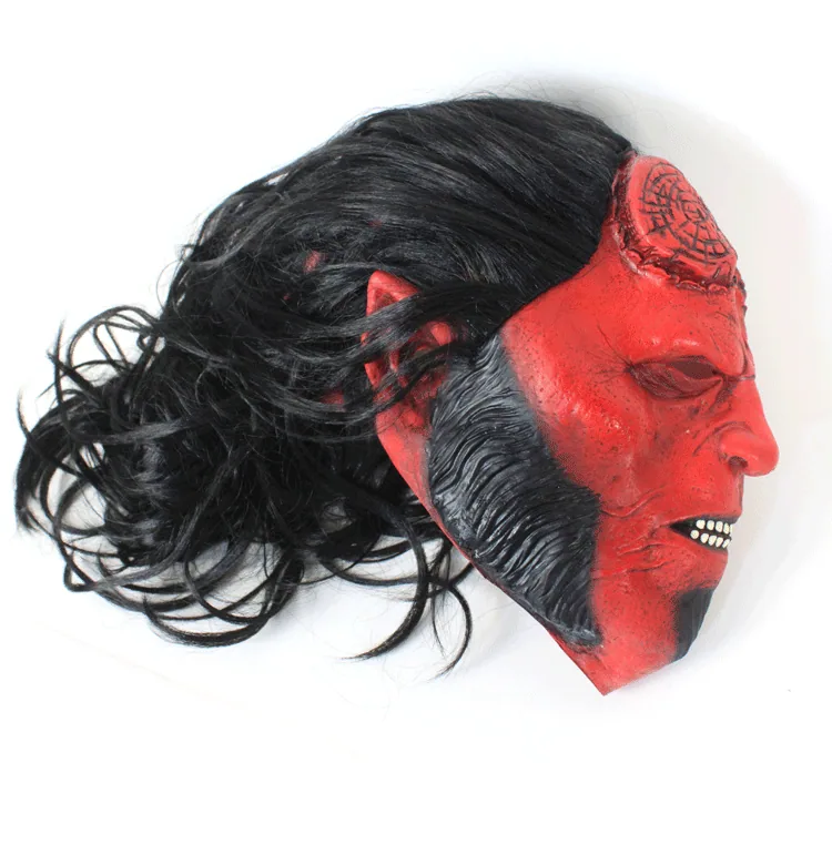 Barons new mask horror latex wig headgear Hellboy peripheral cosplay Halloween props 8