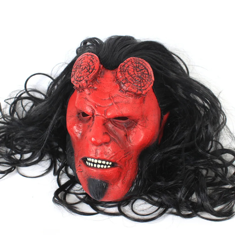 Barons new mask horror latex wig headgear Hellboy peripheral cosplay Halloween props 5